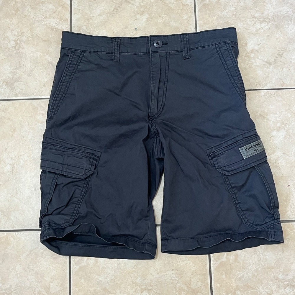 UnionBay Cargo Shorts Men 32 Navy Multi Pocket Utility Y2K Workwear Streetwear